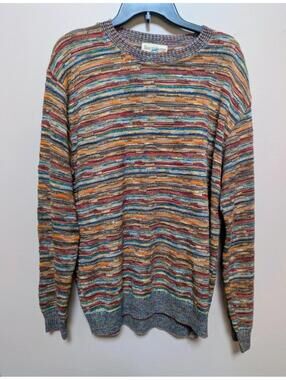 TravelSmith Italian Wool Blend Multicolor Knit Sweater Men’s Large Made in Italy